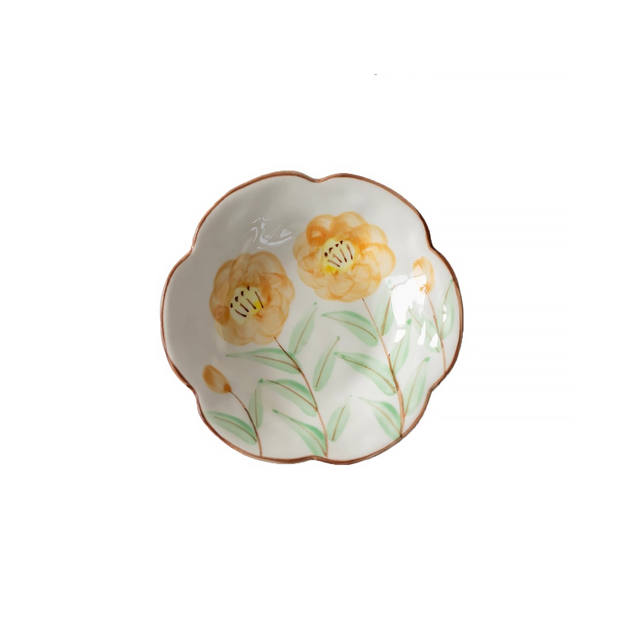 Petite assiette en céramique Minoyaki en forme fleur