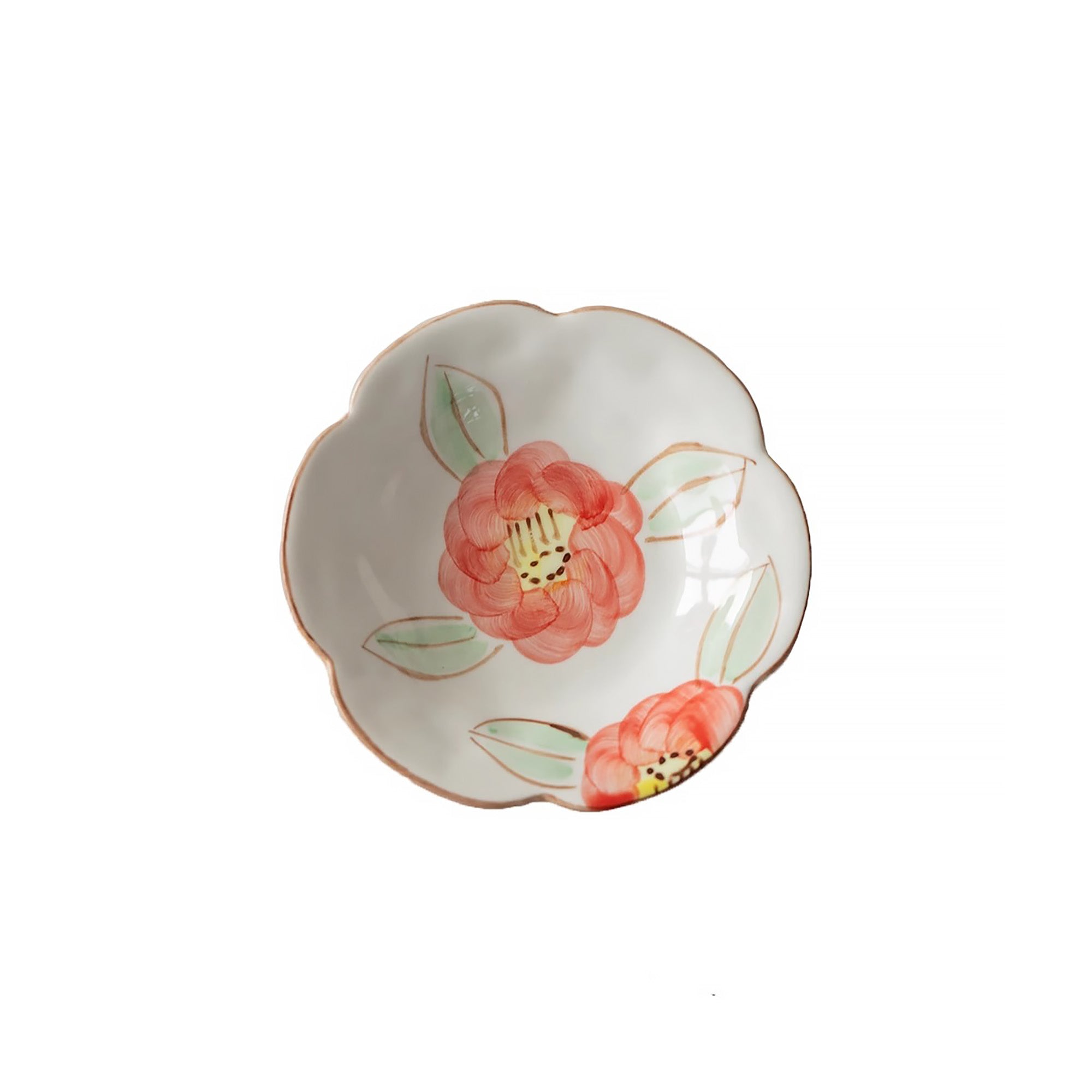 Petite assiette en céramique Minoyaki en forme fleur