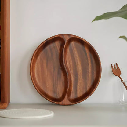Assiette compartimentée en bois d’acacia