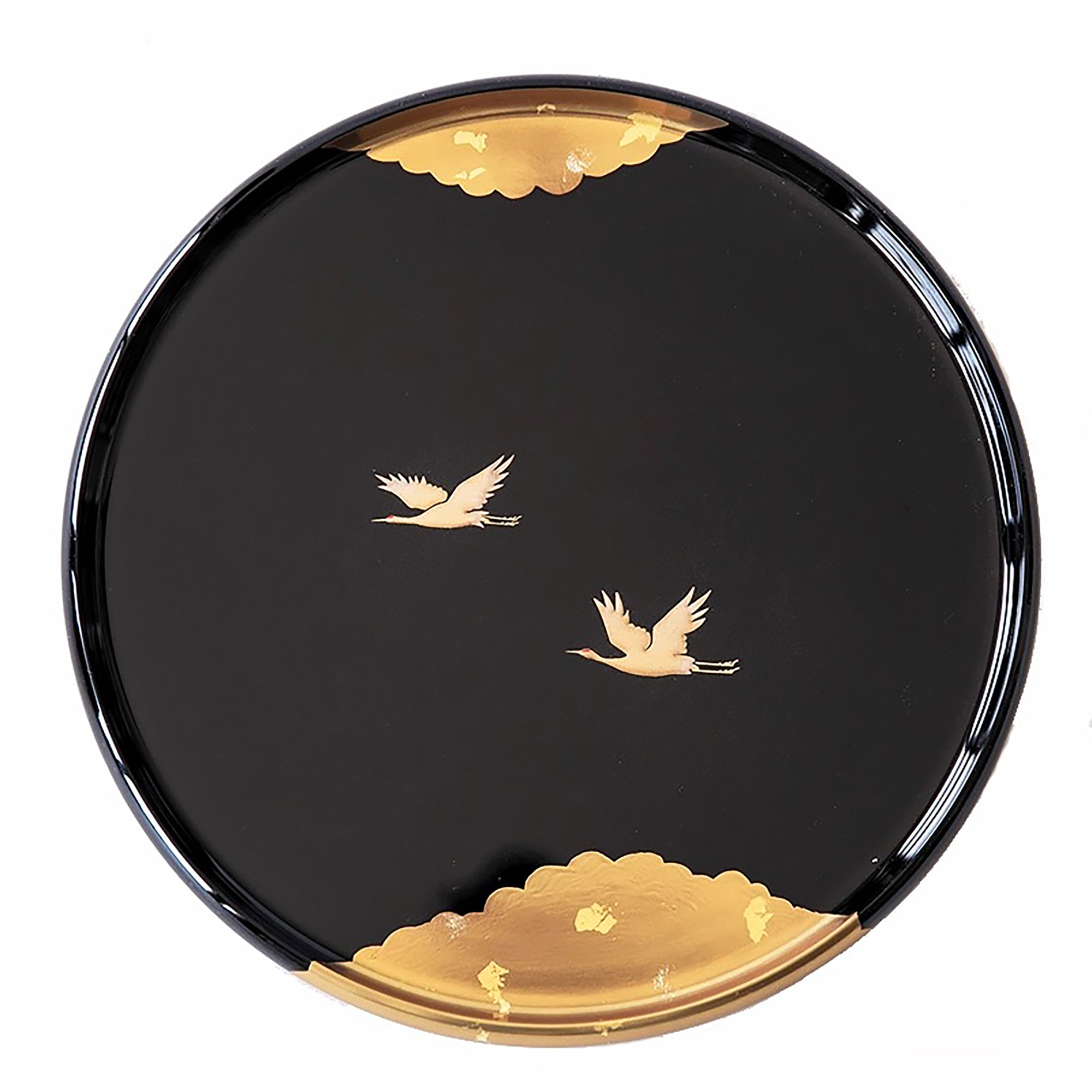 Plateau laqué Nakayama Shikki avec motifs de grues 
