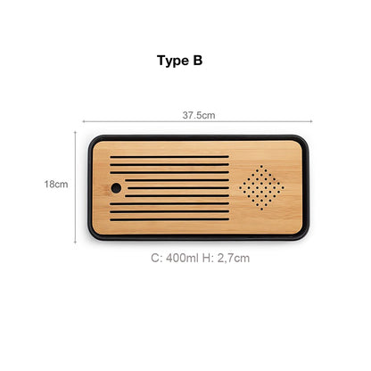 Plateau du thé en bambou avec réservoir d&