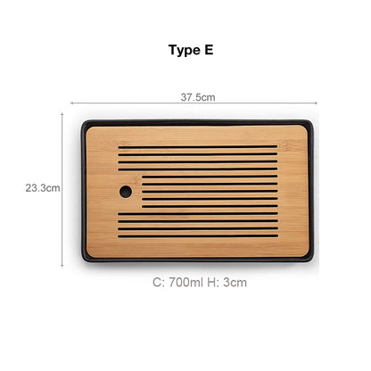 Plateau du thé en bambou avec réservoir d&