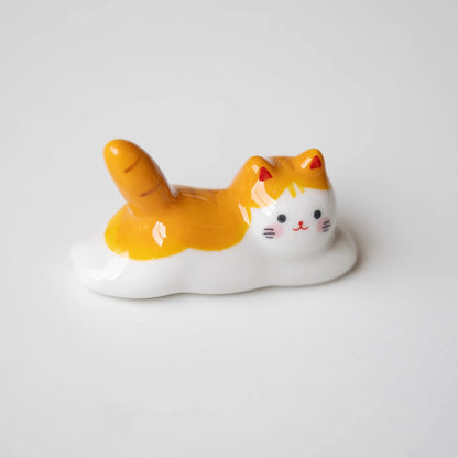 Repose-baguettes en céramique en forme de chat