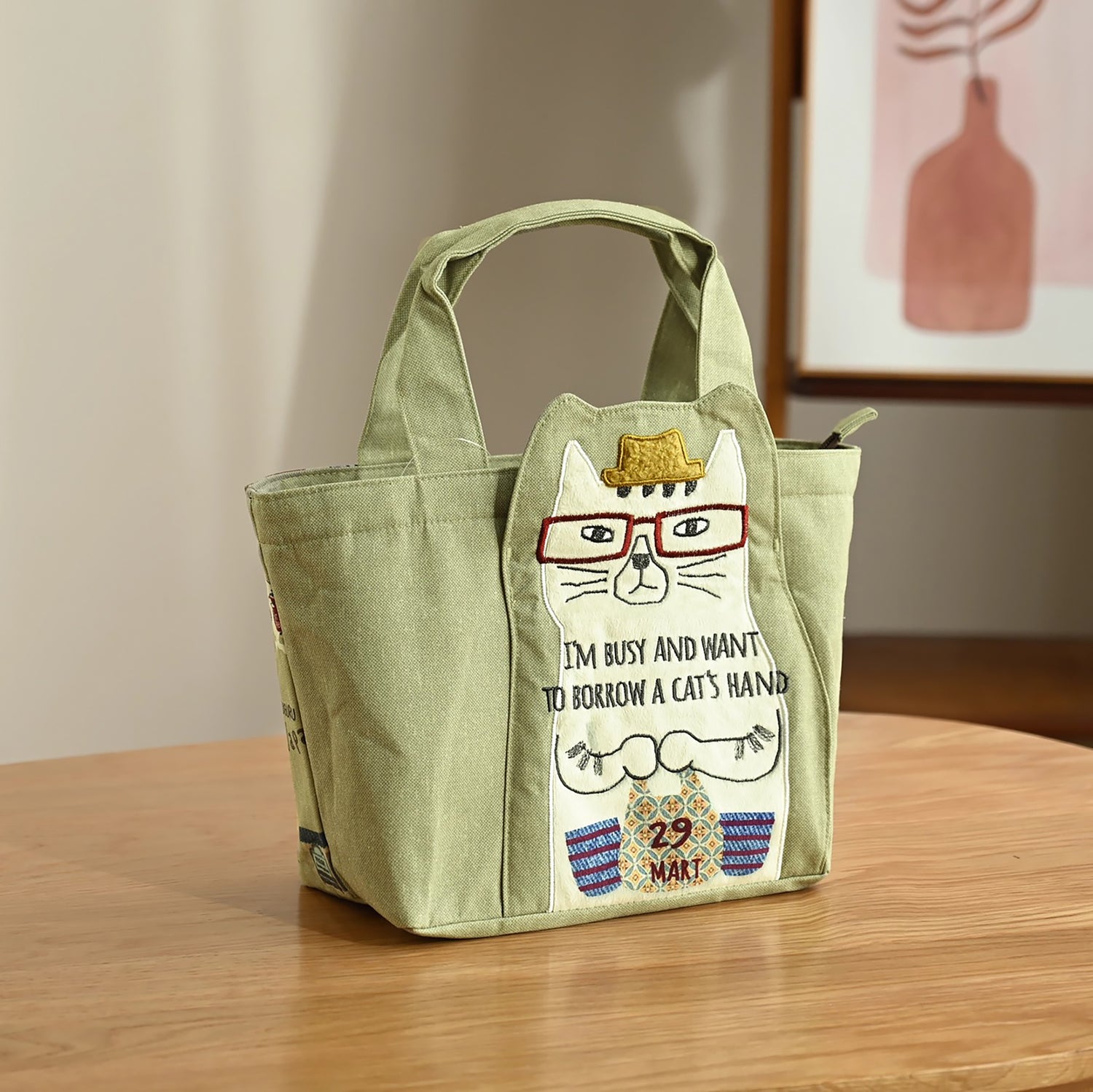 Sac à main chat Kusuguru avec poches intérieures