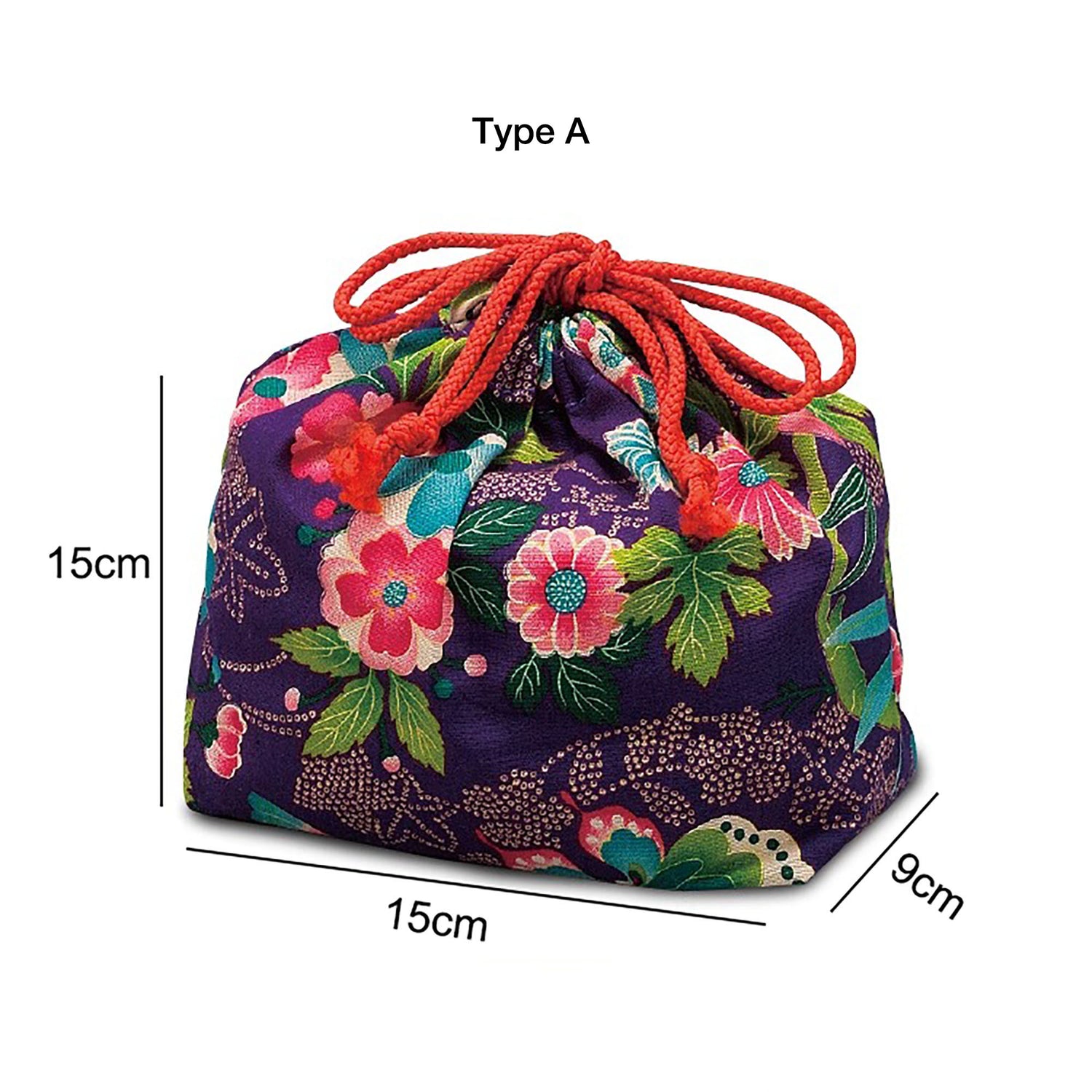 Sac de bento en coton à motif floral par Hakoya