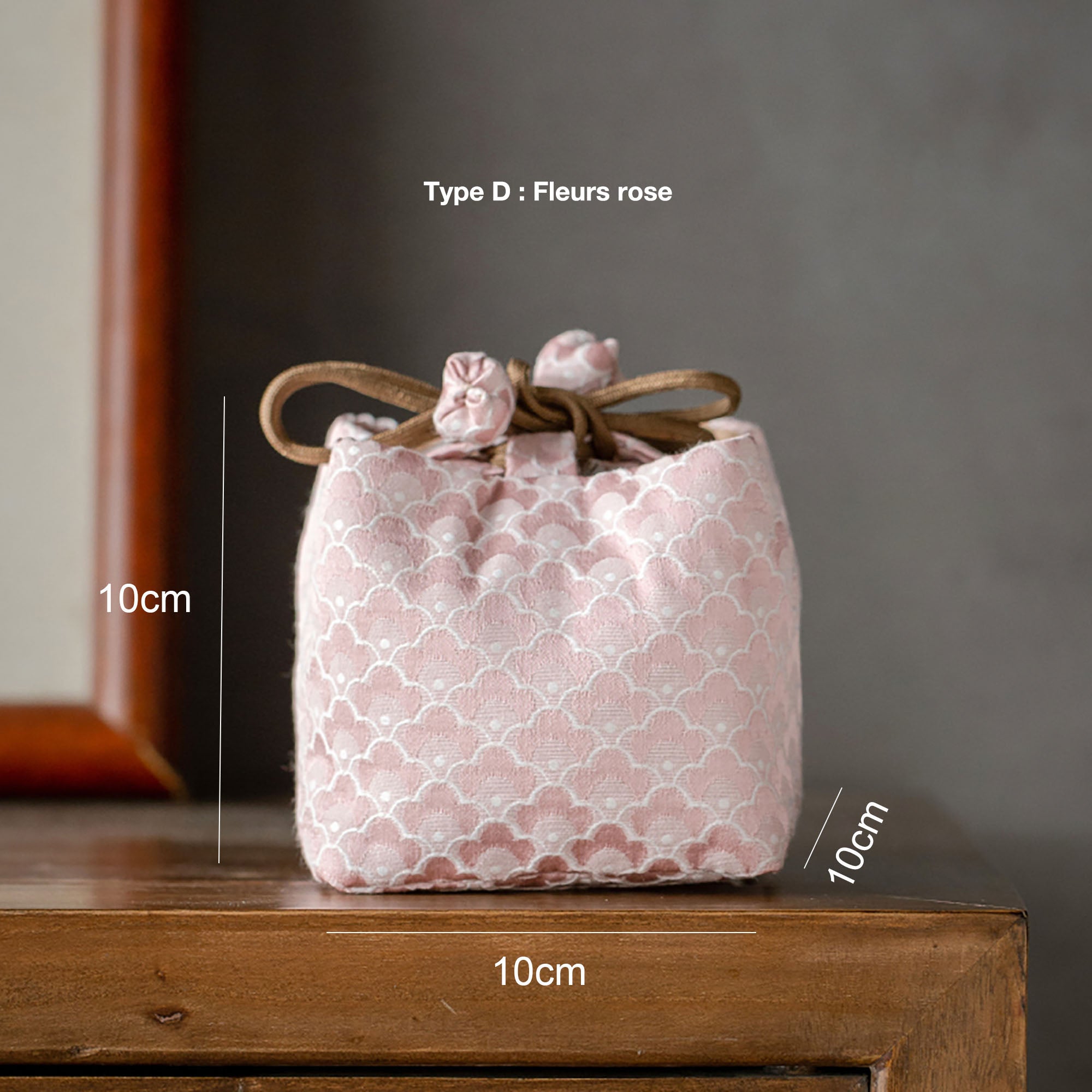 Sac de rangement pour accessoires à thé en brocart