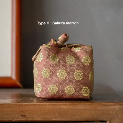 Sac de rangement pour accessoires à thé en brocart