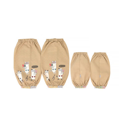 Tablier et manchette Kusuguru avec motif chat brodé