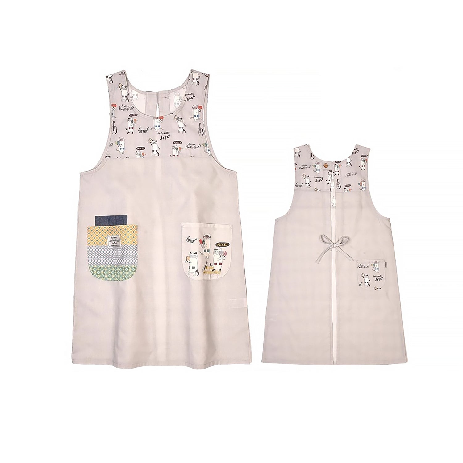 Tablier et manchette Kusuguru avec motif chat brodé