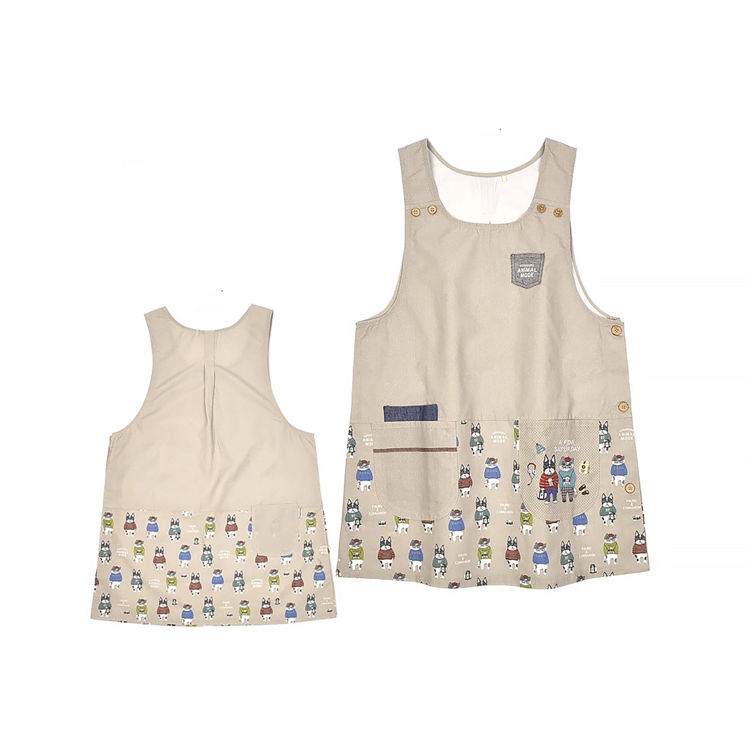 Tablier Kusuguru japonais avec mignon motif chien