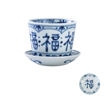 Tasse choko en céramique bleu et blanc