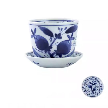 Tasse choko en céramique bleu et blanc