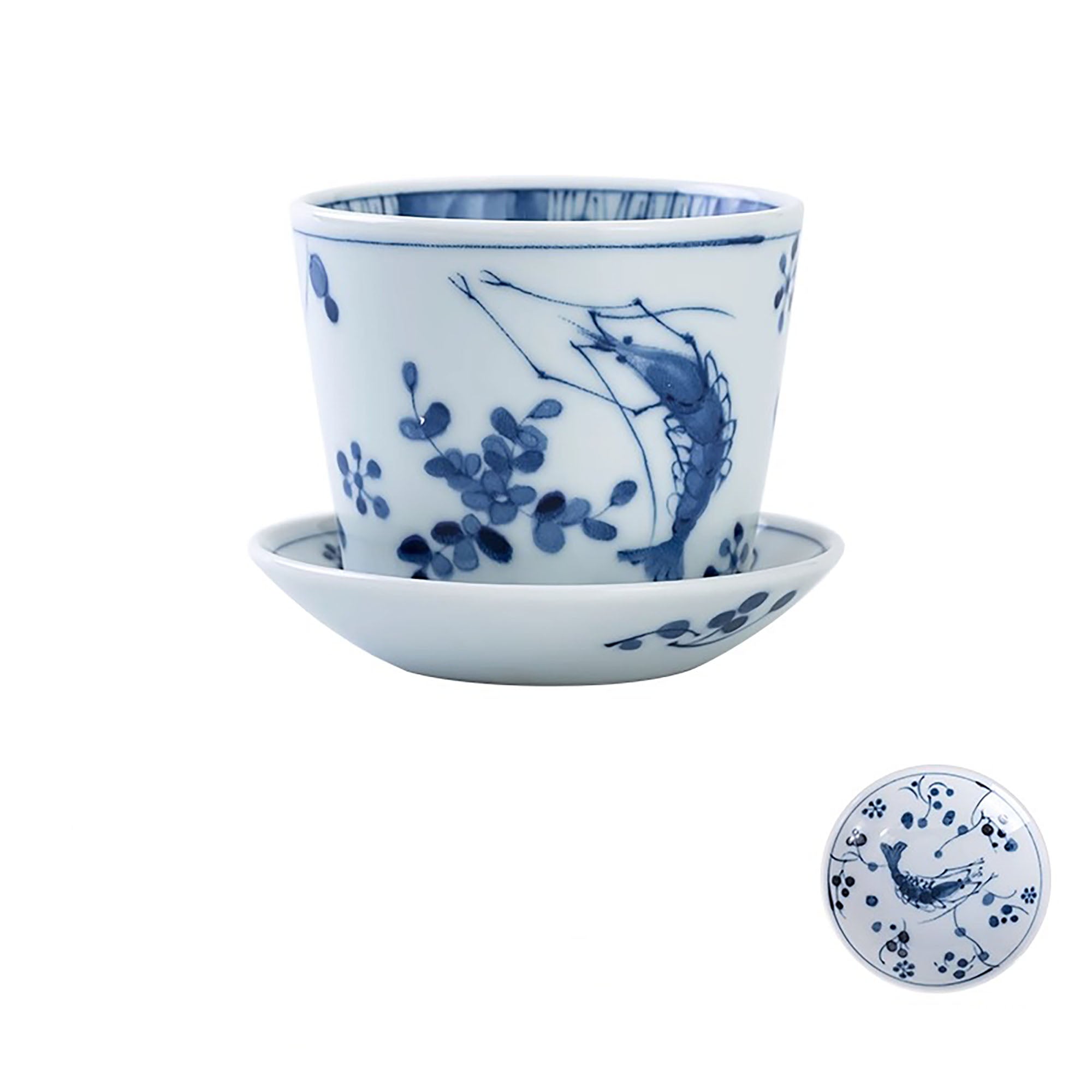 Tasse choko en céramique bleu et blanc