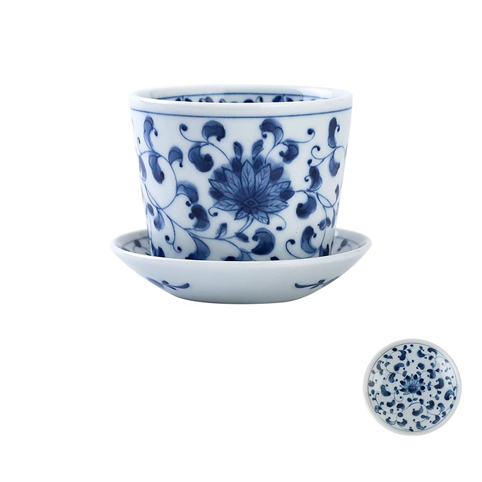 Tasse choko en céramique bleu et blanc