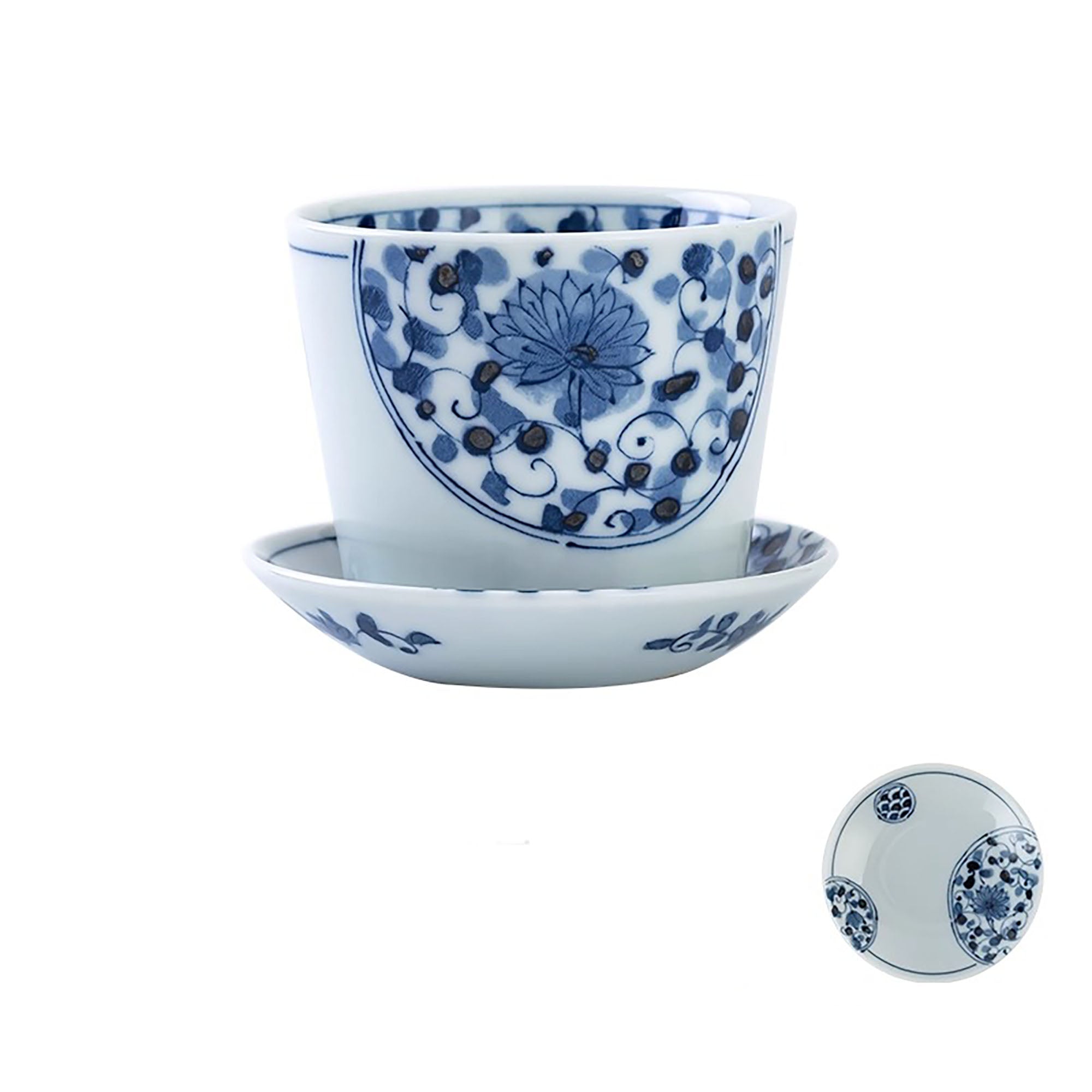 Tasse choko en céramique bleu et blanc