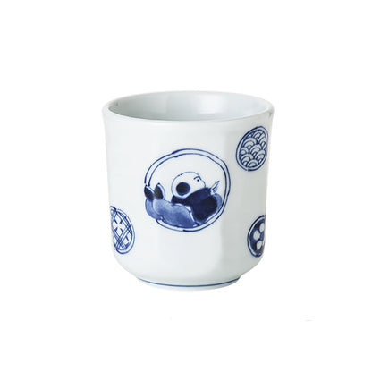 Tasse Yunomi en céramique bleu et blanc