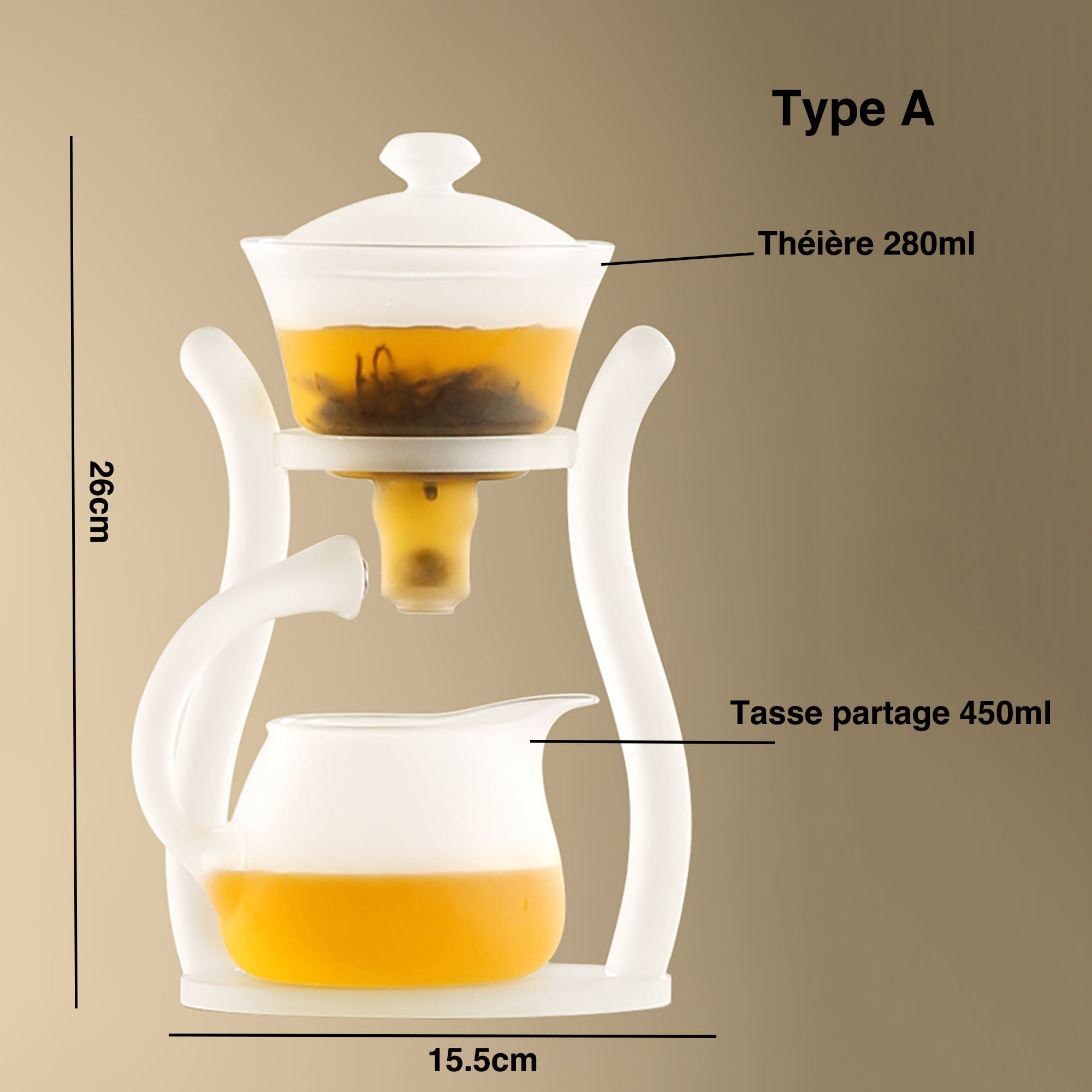 Théière moderne en verre dépoli avec fonction contrôle temps d&