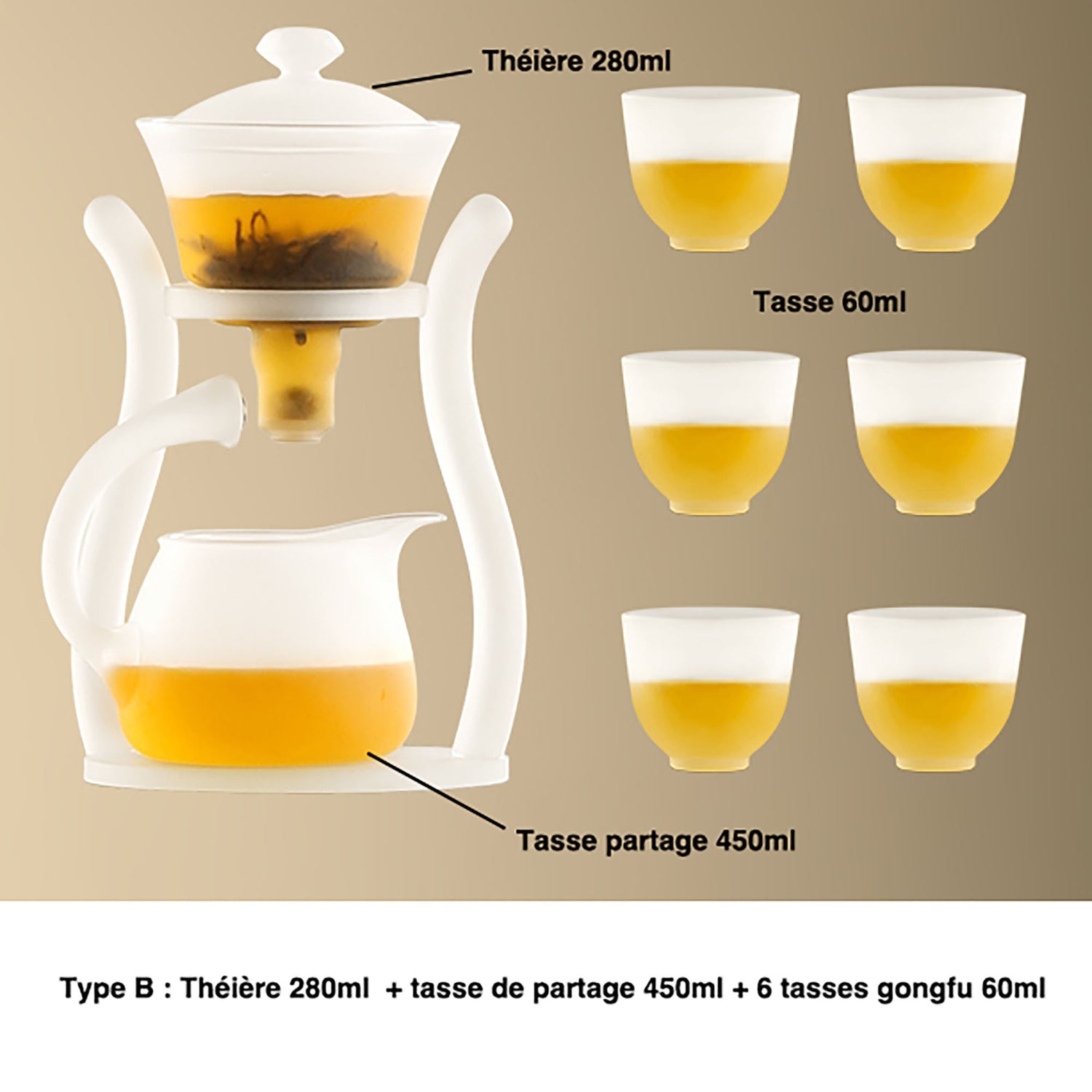 Théière moderne en verre dépoli avec fonction contrôle temps d&