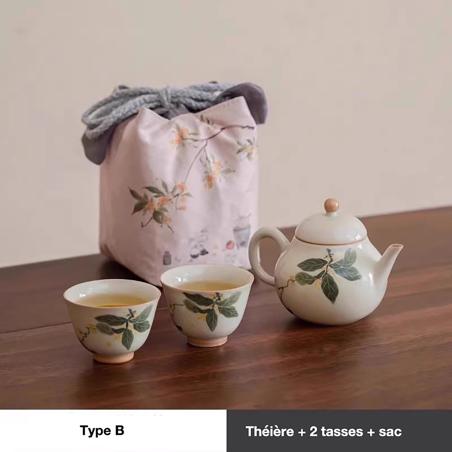 Théière en porcelaine faite à la main avec Motif osmanthus