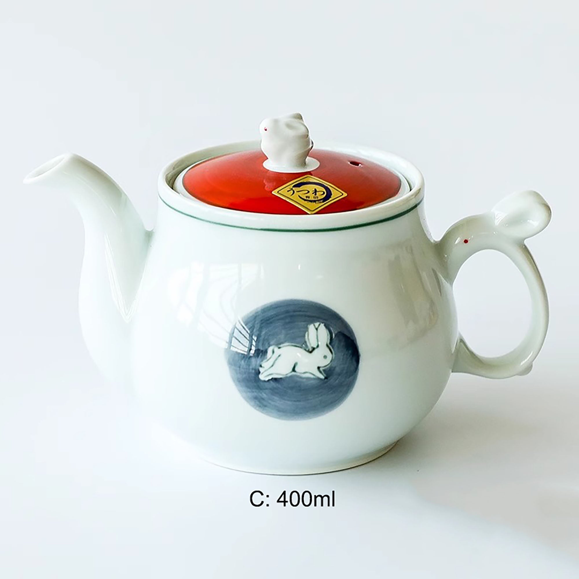 Théière style rétro en porcelaine d’Arita avec motif de lapin