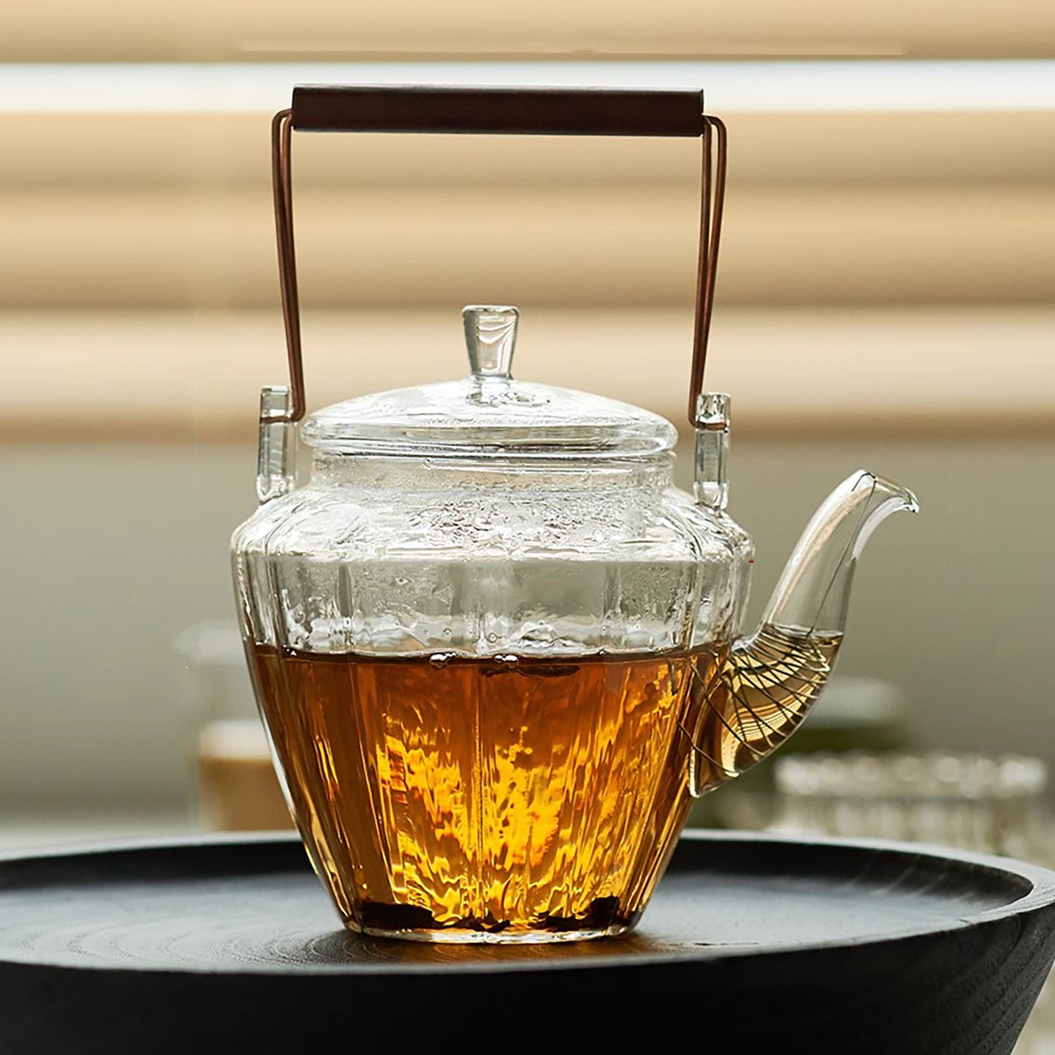 Théière en verre  borosilicate avec forme fleur de prunier