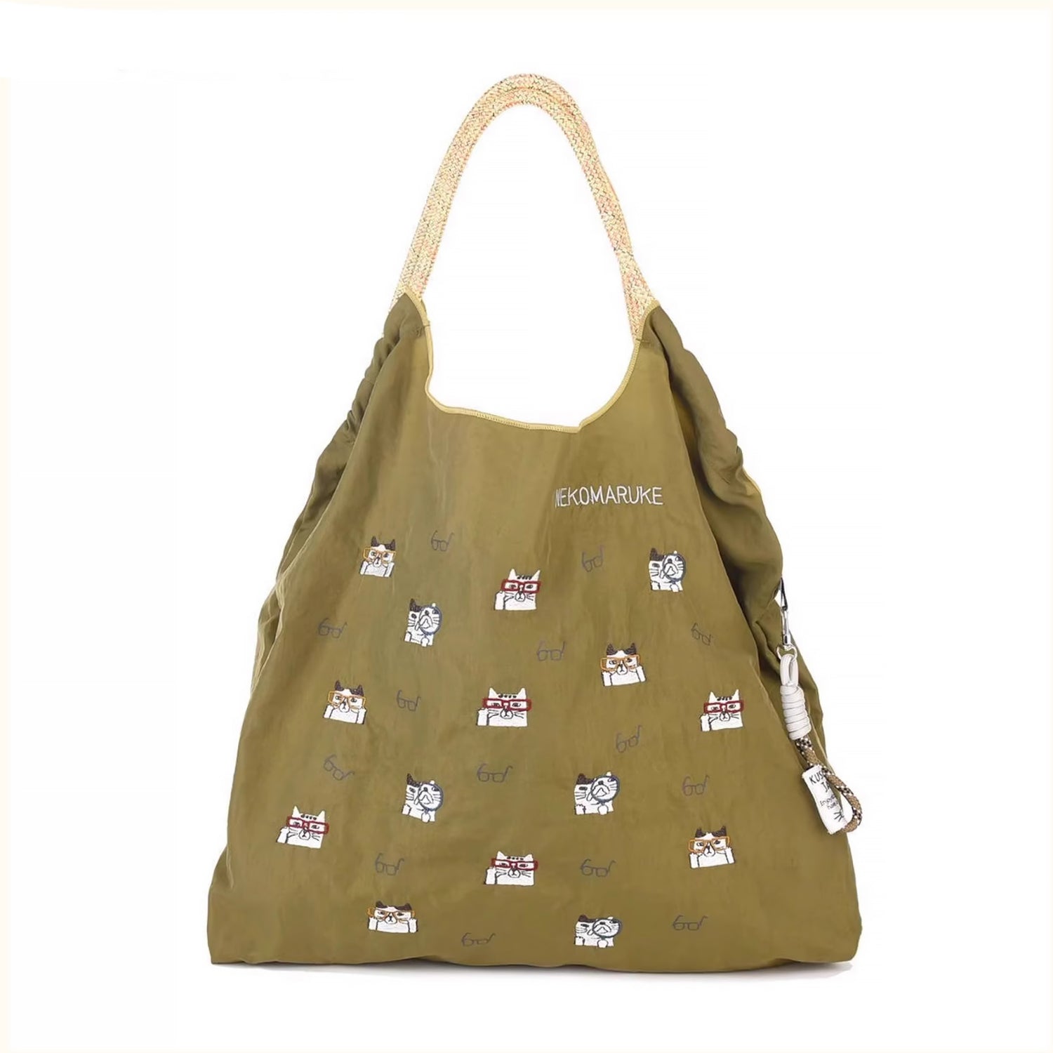 Sac tote en nylon brodé chat Kusuguru