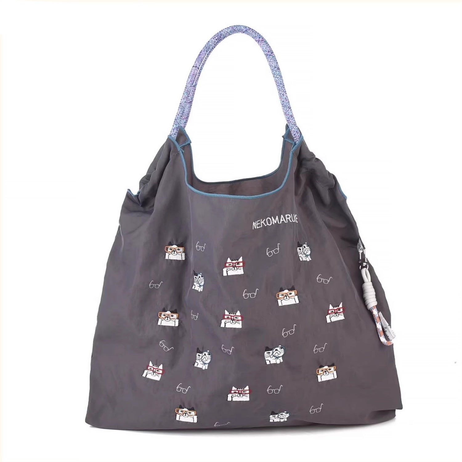 Sac tote en nylon brodé chat Kusuguru