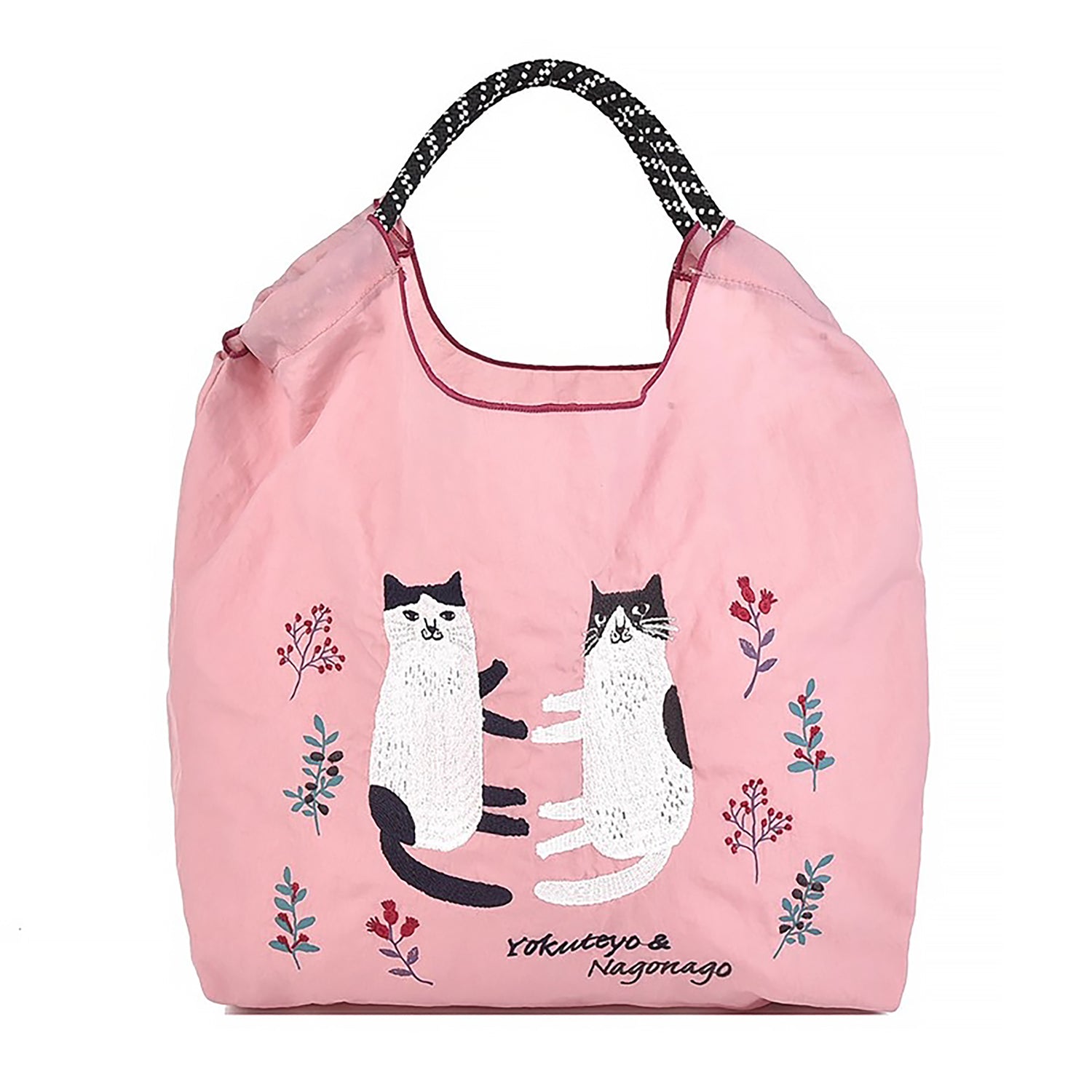 Sac shopping Kusuguru en nylon brodé motif chat