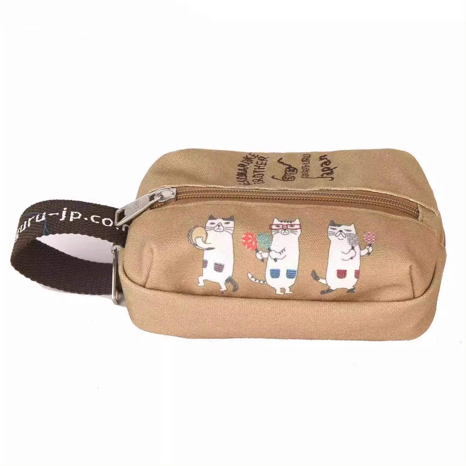 Trousse Kusuguru à broderie chat avec compartiments