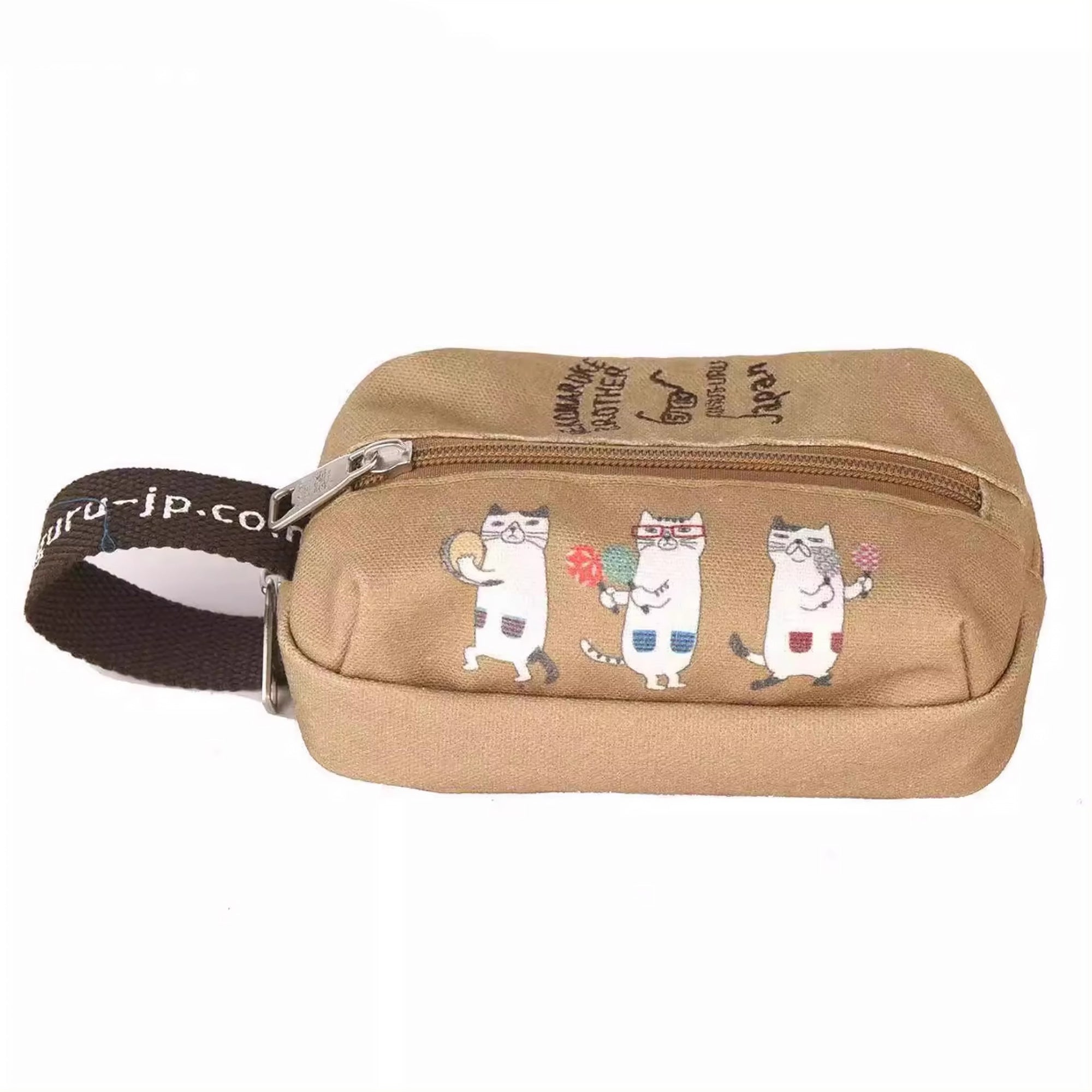 Trousse Kusuguru à broderie chat avec compartiments