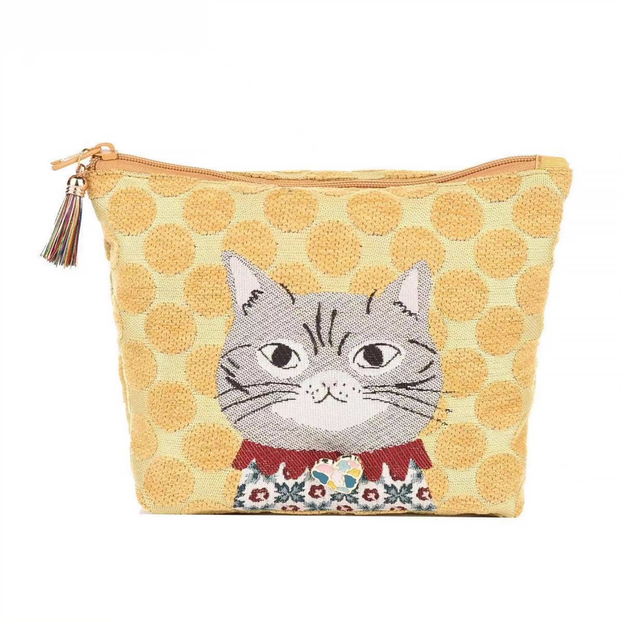 Pochette en tissu chenille Kusuguru motif chat mignon