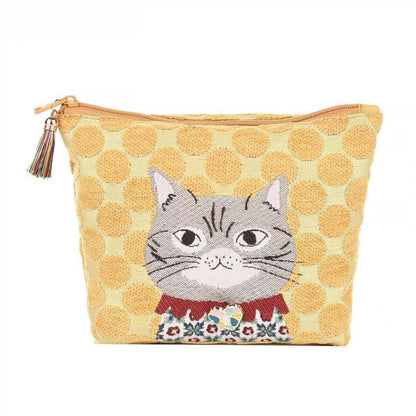 Pochette en tissu chenille Kusuguru motif chat mignon