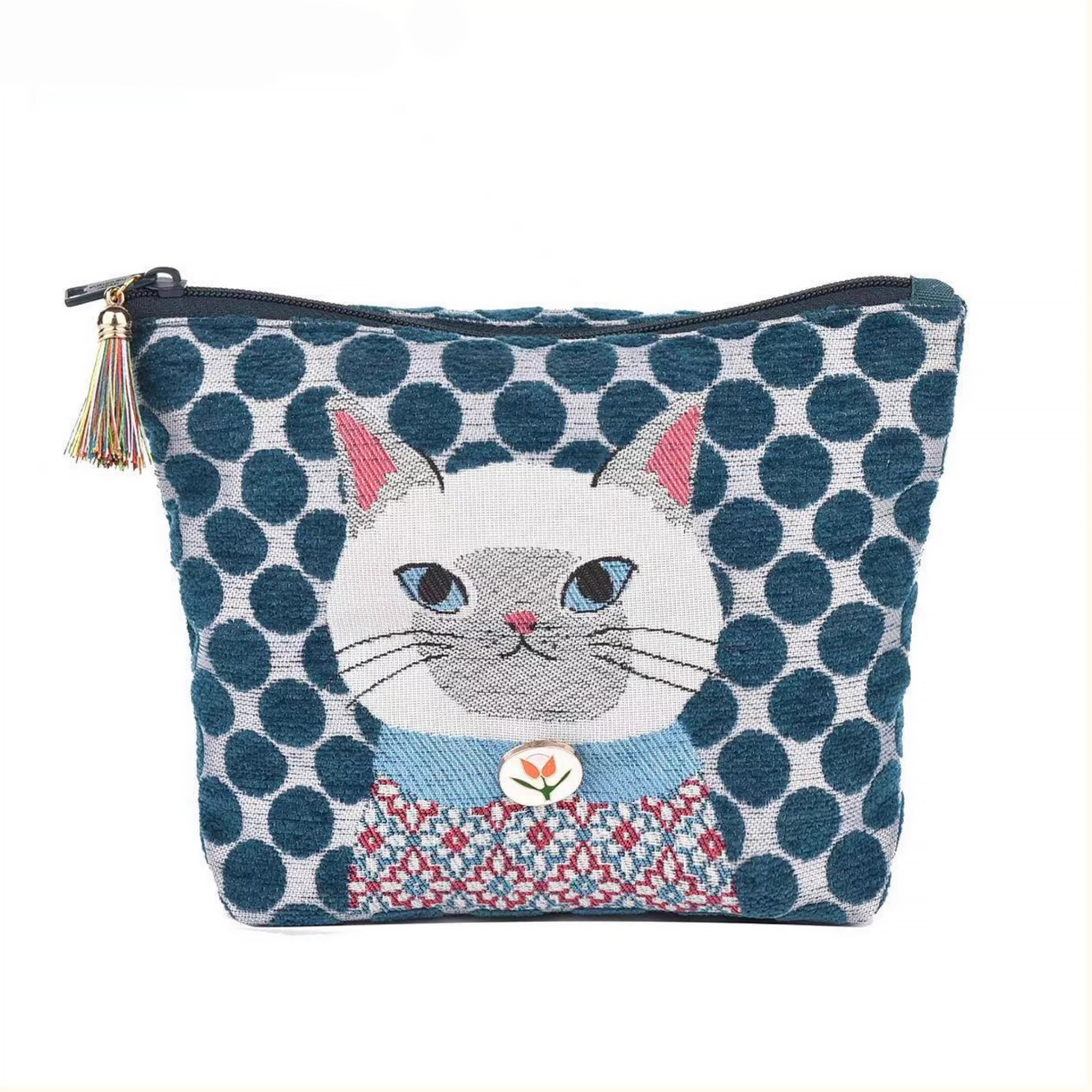 Pochette en tissu chenille Kusuguru motif chat mignon