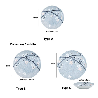 VAISSELLE AVEC MOTIF SAKURA GRIS PAR YUTANI