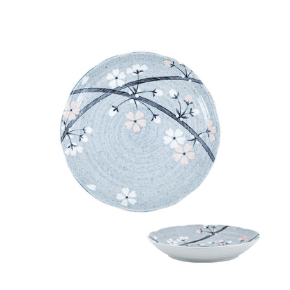 Light Grey Ceramic Dinnerware with Cherry Blossom Pattern by Yutani