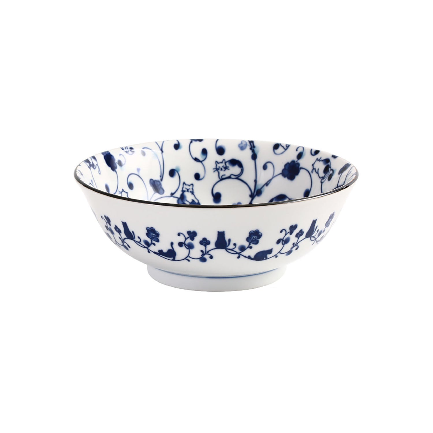 Ceramic Minoyaki Tableware with Cute Cats Pattern