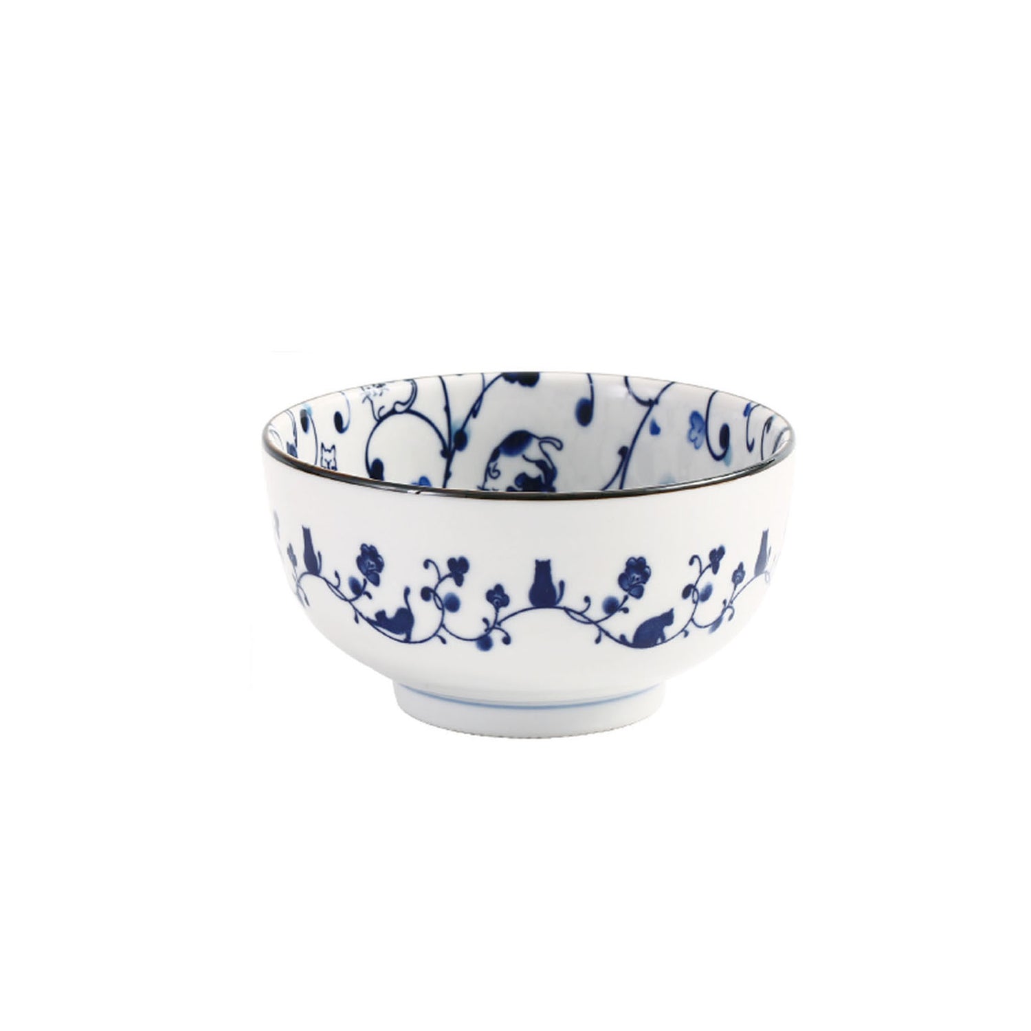 Ceramic Minoyaki Tableware with Cute Cats Pattern