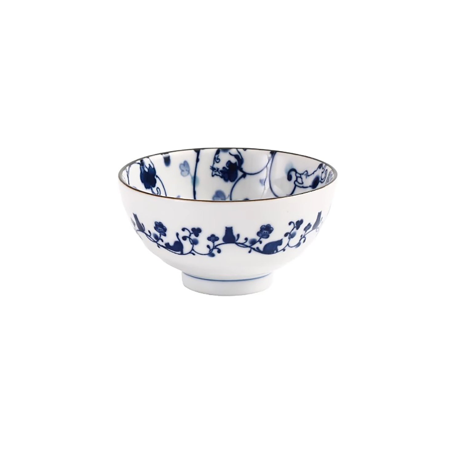 Ceramic Minoyaki Tableware with Cute Cats Pattern