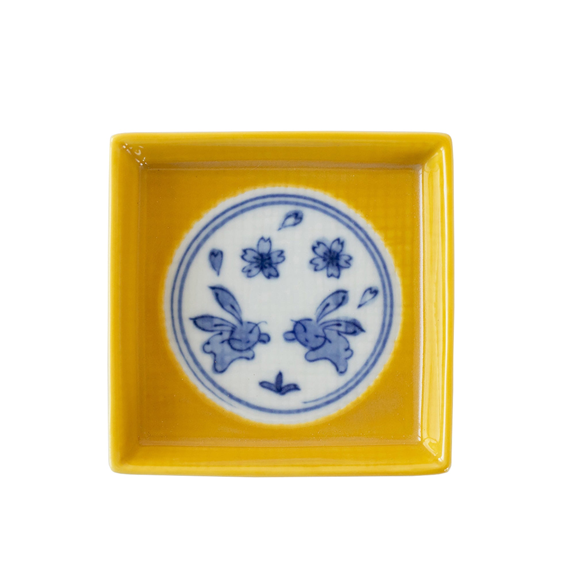 Arita ceramic tableware with rabbit and cherry blossom patterns