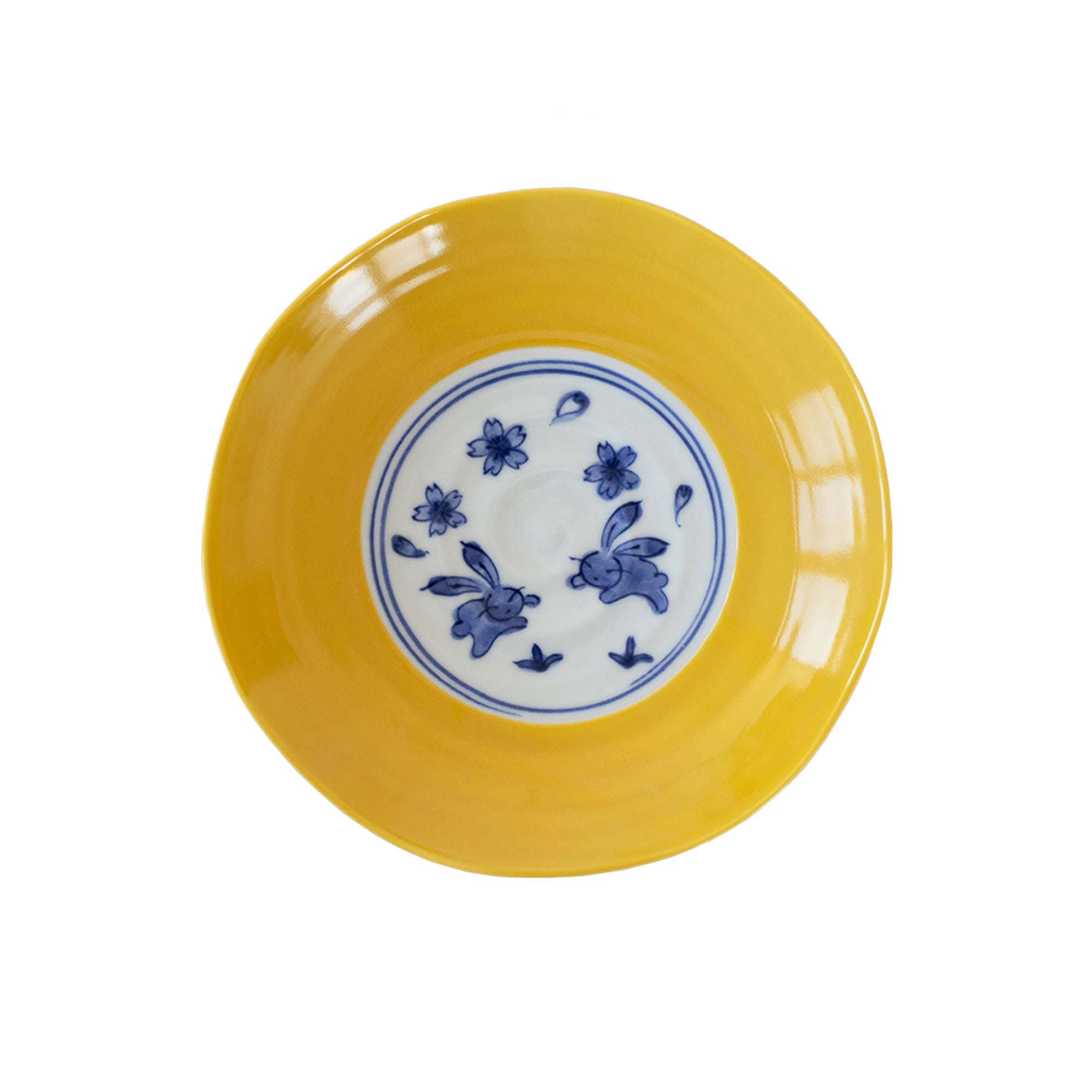 Arita ceramic tableware with rabbit and cherry blossom patterns