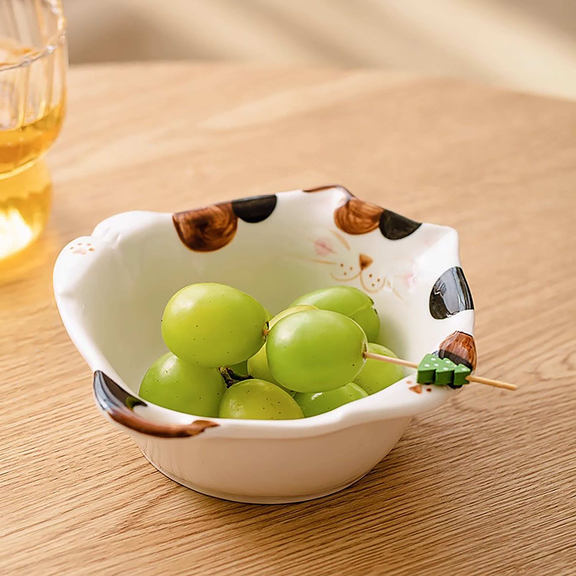 Assiette et bol en céramique en forme de chat