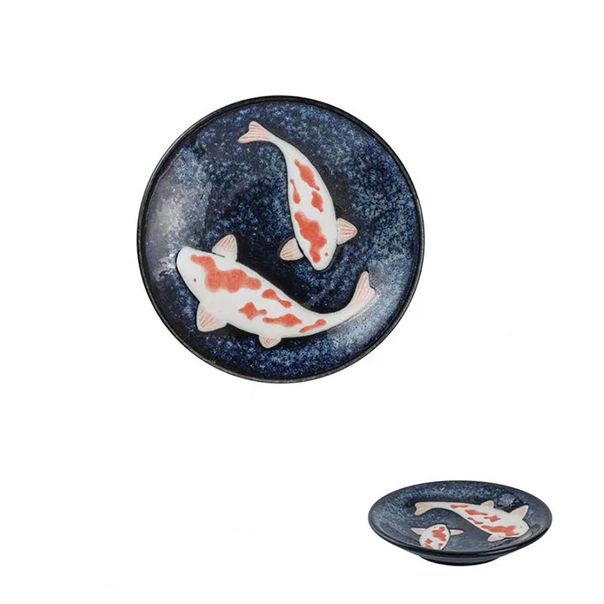 Assiette Minoyaki avec motif de Carpe rouge