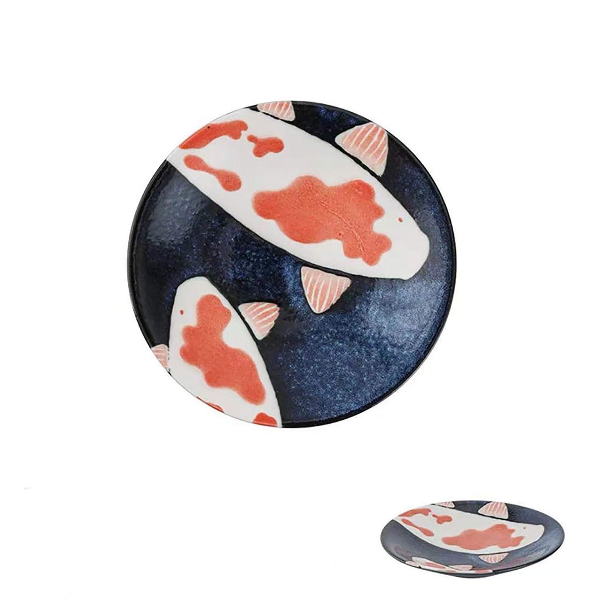 Assiette Minoyaki avec motif de Carpe rouge