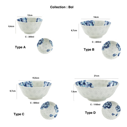 Tableware with blue cherry tree design