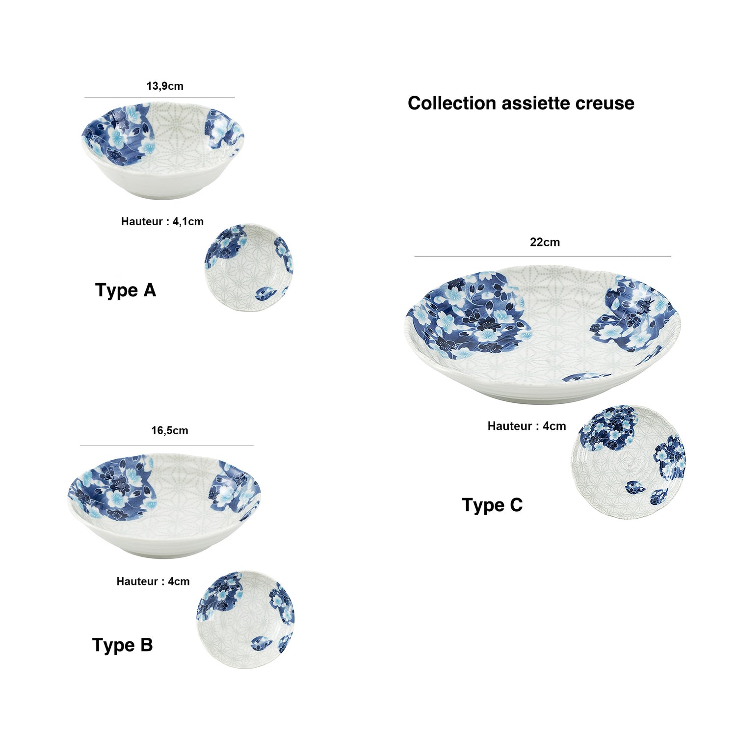 Tableware with blue cherry tree design