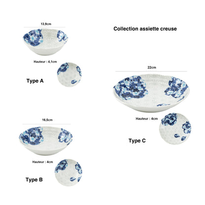 Tableware with blue cherry tree design