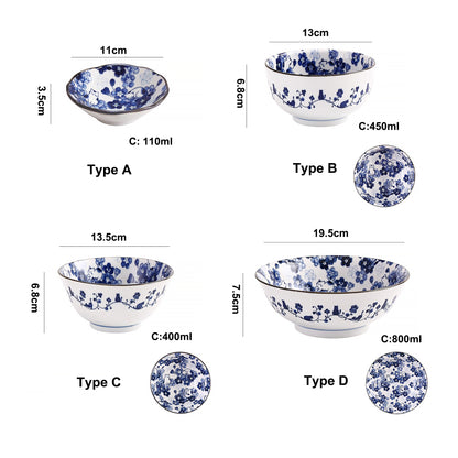 Service de vaisselle Minoyaki avec motifs chats et fleurs