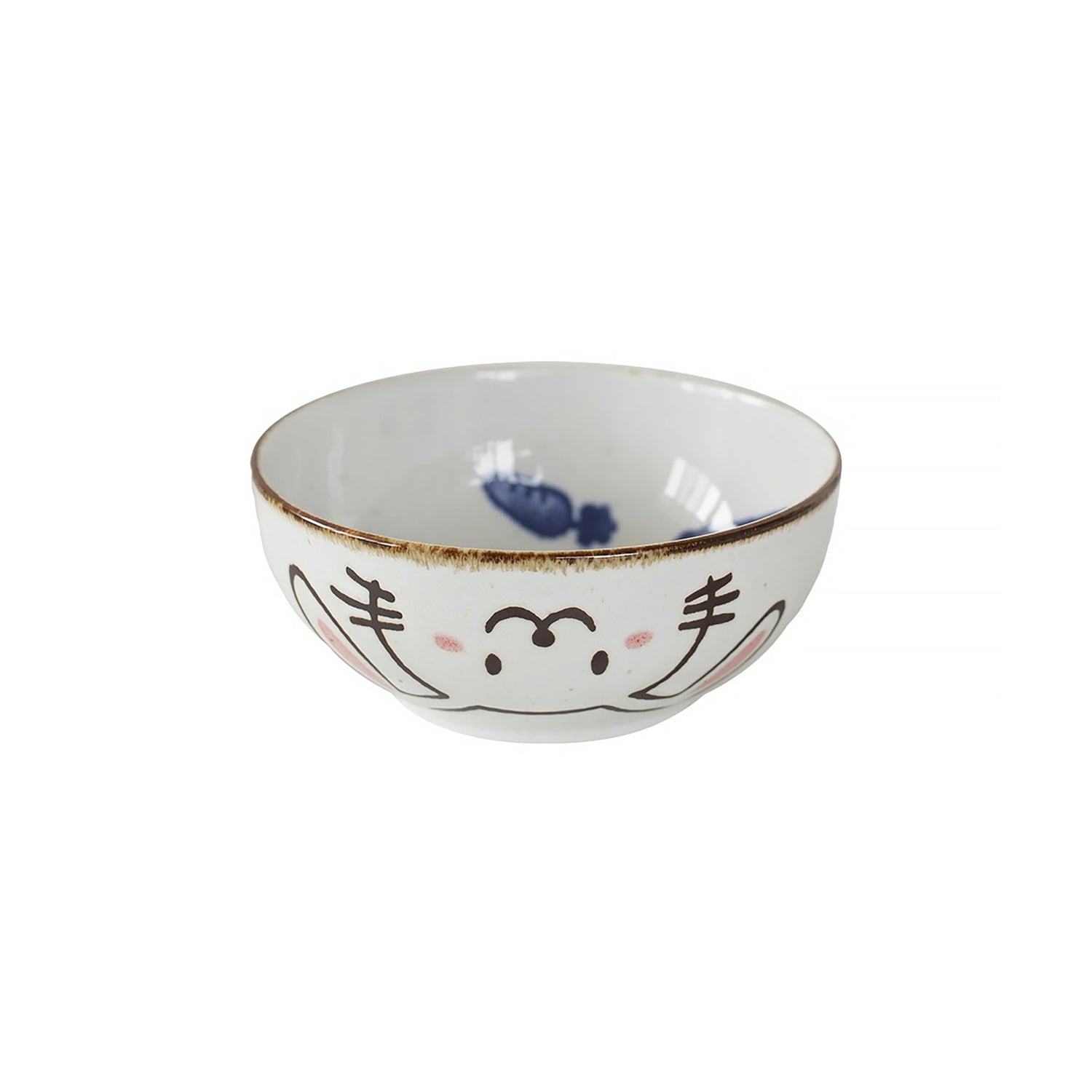 Bol en céramique Mino-yaki avec chat et lapin mignons
