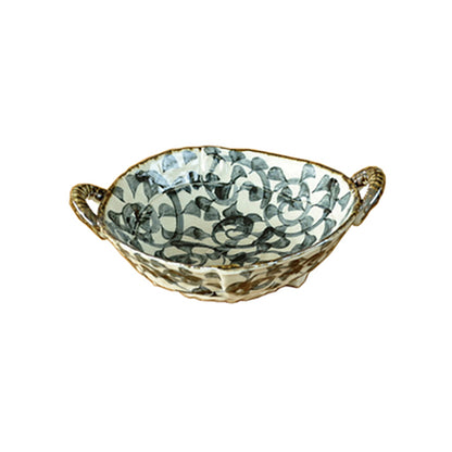 Minoyaki ceramic tableware with arabesque floral patterns