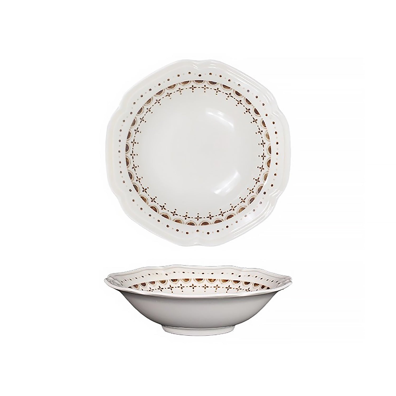 Vaisselle Mino-yaki avec motif à bordure florale ivoire